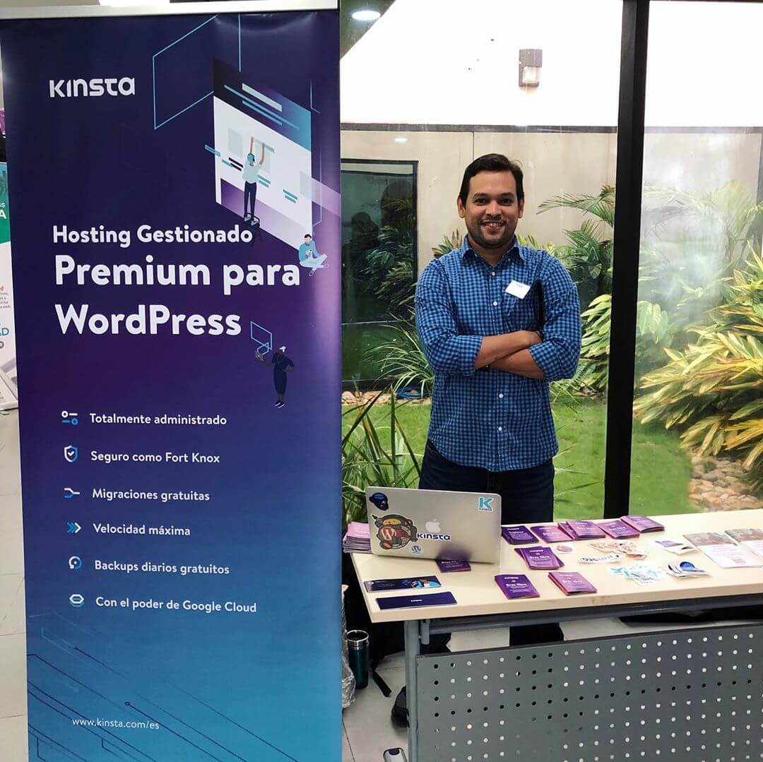 The Kinsta booth at WordCamp Managua
