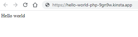 PHP Hello World page after successful installation.