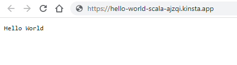 Page Scala Hello World après une installation réussie.