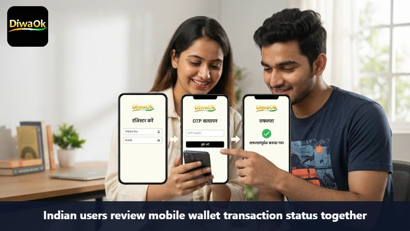 Indian users review mobile wallet transaction status together